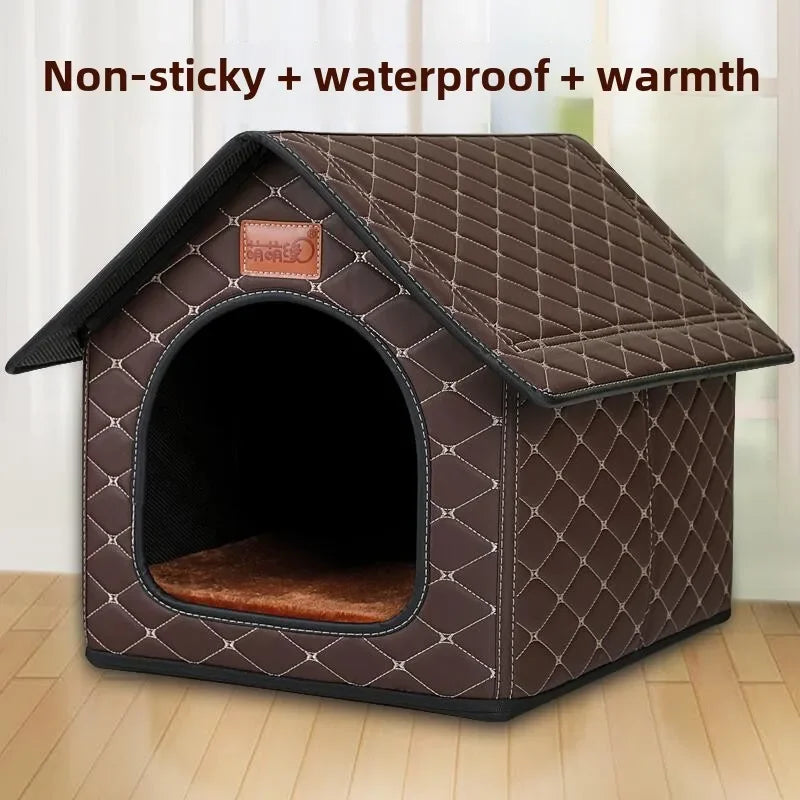 Kennel Winter Warm Waterproof Removable Washable Closed House Kennel Villa Small Dog Corgi Law 11 Pet Nest