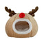 Christmas Winter Cat Cave Bed Dog Tent Christmas Reindeer Tent Washable Removable Cushion for Indoor Small Dogs And Cats