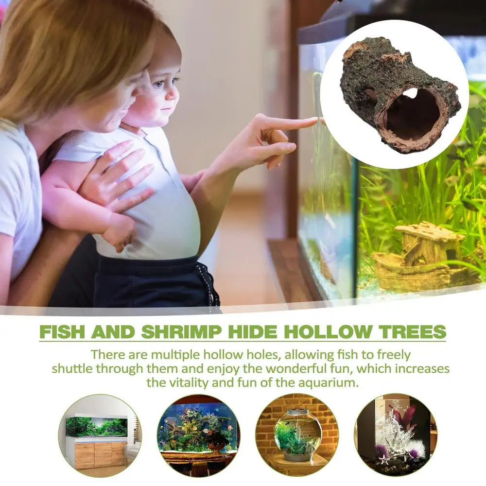 Aquarium Decor Hollow Trees Ornament For Aquarium Landscape Aquarium Tree Stump Rock Hollow Cave Stone For Cichlid Betta Fish