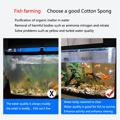Practical Biochemical Aquarium Cotton Sponge Fish Tank Filtration Foam Spongs Aquarium Accessories Water Filter Cotton Pad Mat