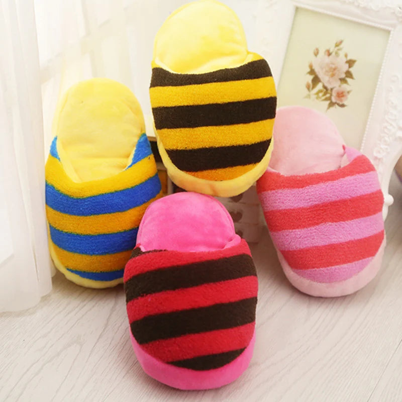 Plush Pipe Slippers Dog Chew Toy Squeaky Pet Toys for Small Dogs French Bulldog Yorkshire Puppy mascotas Supplies Cleaning Teeth