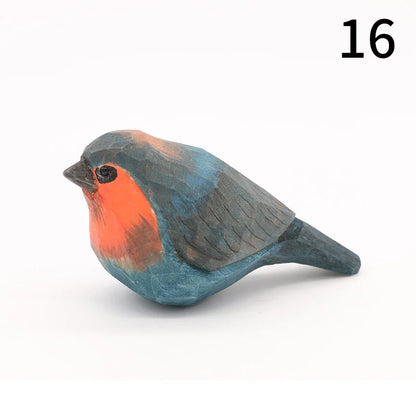 Wooden Bird Figurine Ornaments Handmade Carving Animals Miniature Crafts Art Decor Home Desktop Decoration Children Gifts