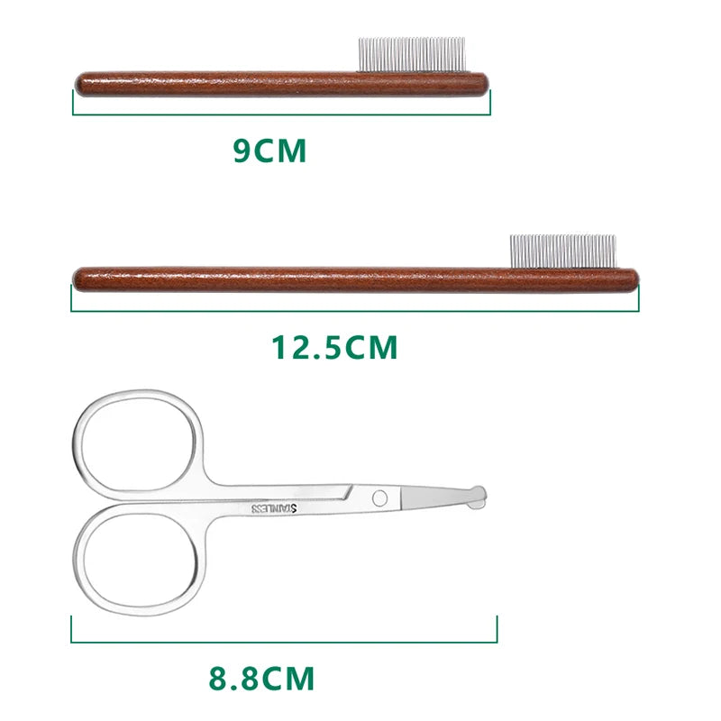 Pet Woodiness Facial Cleaning Comb Removes Tear Stains Eye-poop Comb Dog Hair Repair Scissors Cat Hair Comb Pet Clean Supplies