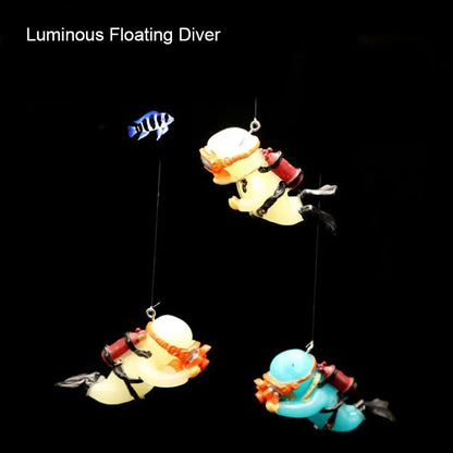 New Luminous Resin Diver Simulated Floating Aquarium Decor Aquarium Ornaments Fish Tank Decoration Landscape Ornamental