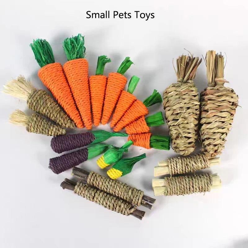 Natural Straw Rope Carrot Hamster Molar Chew toy Small Pets Toys For Hamster Rabbit Grinding Products Gnaw Toy Supplies New