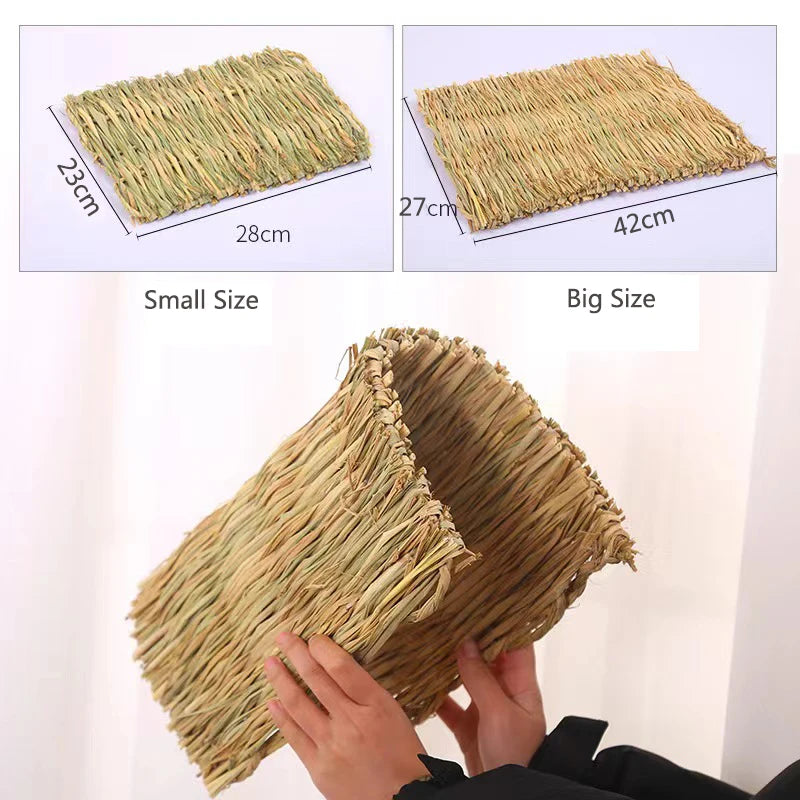 Handmade Straw Woven Pet Chew Mat Pad Pet House Cage Accessories For Hamster Rabbit Chinchilla Guinea Pig Small Pet Products
