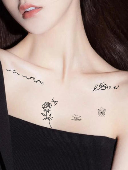 15pcs Waterproof Temporary Tattoo Sticker Starry Moon Flower Heart Flying Bird Fake Tatto Flash Tatoo finger Tato for  Women Men