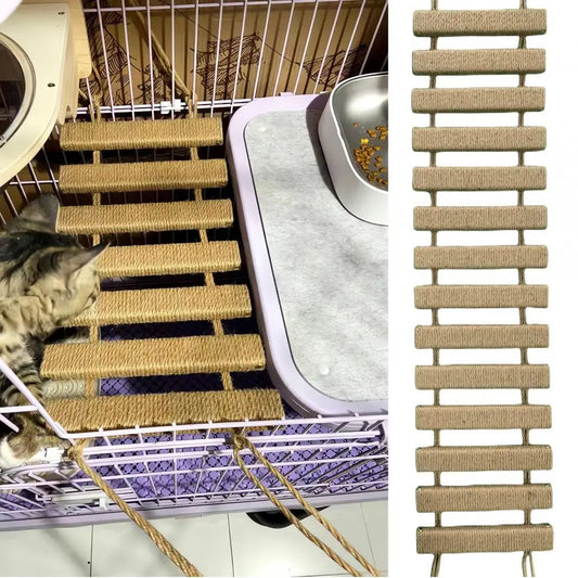 50Cm/100Cm Rope Ladder Wall Mounted Cat Shelves Cat Tree Furniture Wood Sisal Scratcher Rope Steps Climbing Pet Furniture