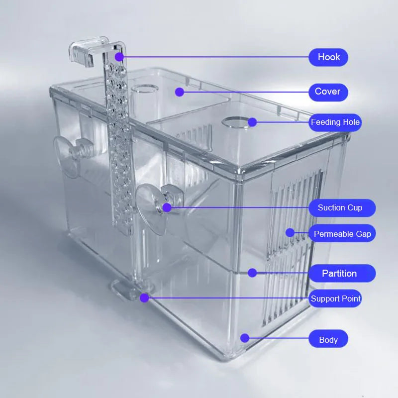 Aquarium Accessories Acrylic Fish Breeding Isolation Box Fish Tank Aquarium Breeder Double Guppies Hatching Incubator