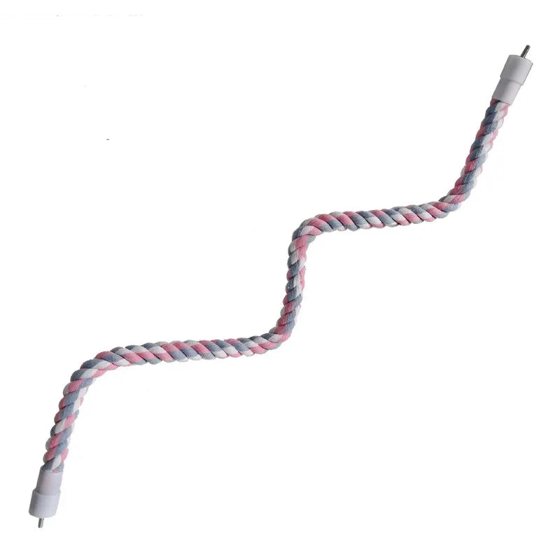 Pet Bird Bite Toys Parrot Color Cotton Rope Toys Elastic Parrot Climbing Toys Sturdy Bird Swing Harness Cage Pet Toy Swing Stand