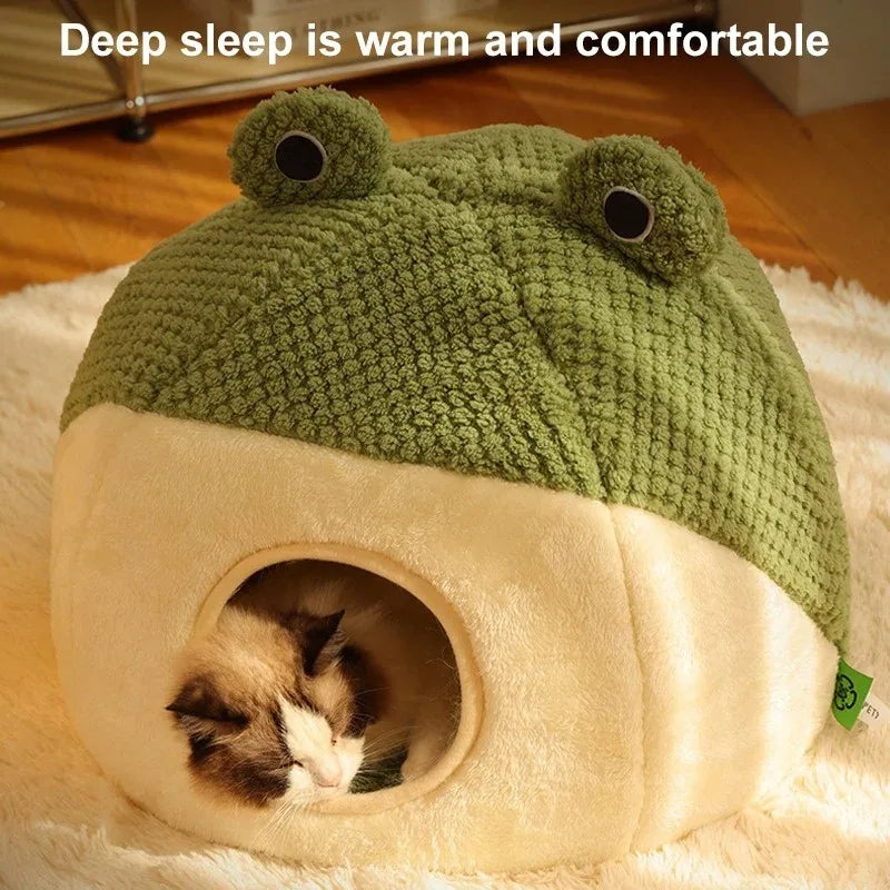 Beds Cats Warm Bed Fluffy Cushions for Winter Houses Plush Goods Pet Supplies House Kitten Basket Puppy Accessories Habitats Dog