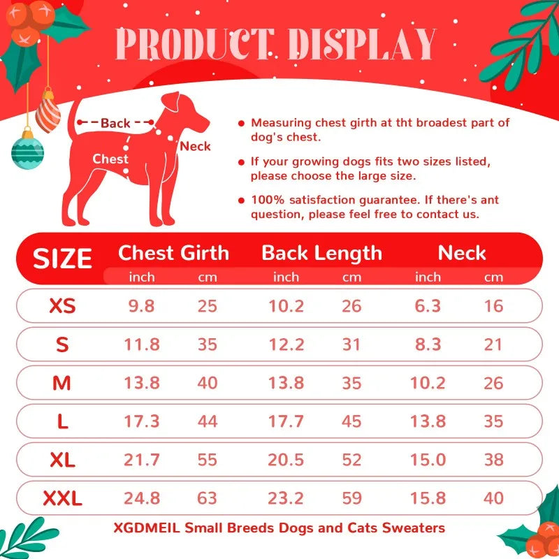 Christmas Dress for Dogs Winter Dog Clothes Dog Knitted Coat Puppy Warm Overalls Chihuahua French Bulldog Costume Dog Sweater