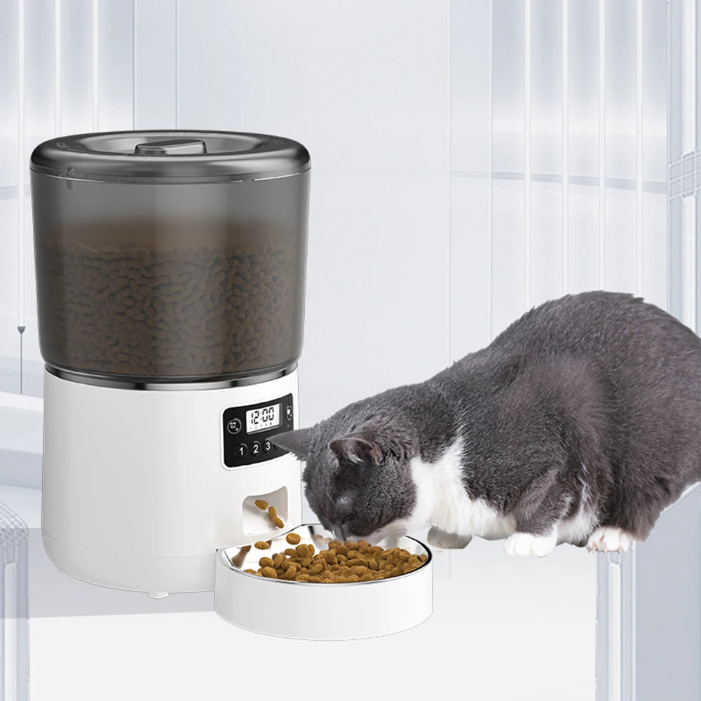 Automatic Pet Feeder 4L Capacity Smart Timer Tuya Control Food Dispenser with Stainless Steel Bowl Dogs Cats Feeding Supplies