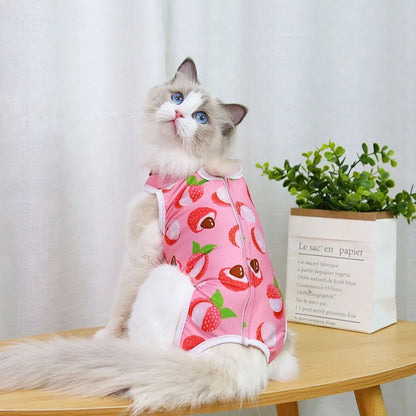 Cute Cartoon Print Overalls for Small Medium Dogs After Sterilization Dressing Surgery Pet Cat Outfit Soft Cotton Puppy T Shirts