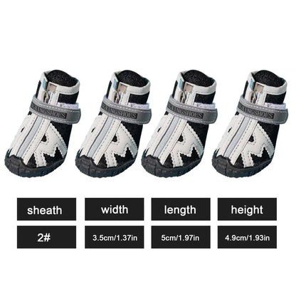 4PCS Dog Boots Dog Boots Paw Protector 5 Sizes Dog Boots With Rugged Rubber Sole Breathable Dog Boots Anti-slip For Summer