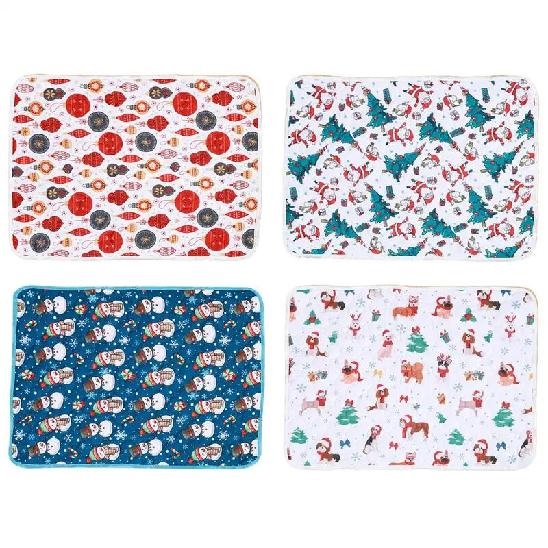 Reusable Puppy Pads Christmas Theme Pet Pee Pads Leak-Proof Puppy Pads Pee Pee Pads Super Absorbent Whelping Mat 60*45cm