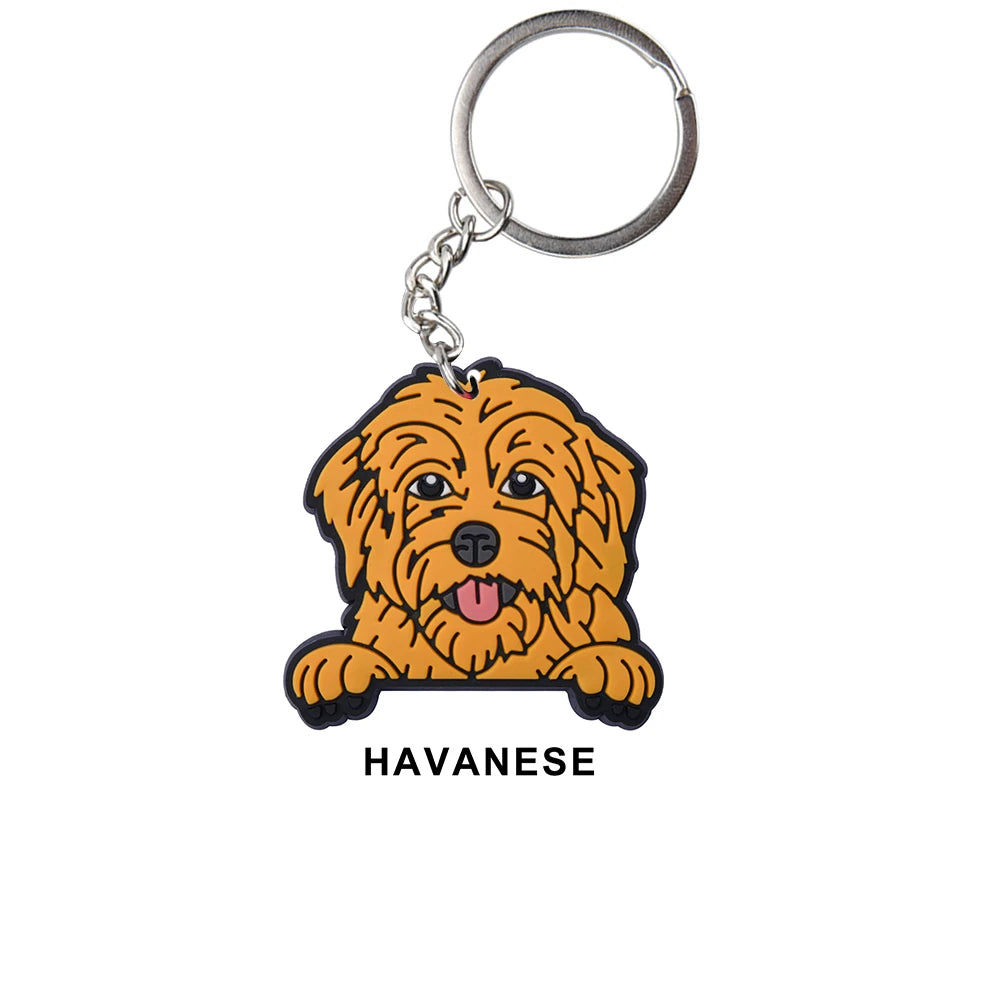 Cartoon Cool Dogs Keychains Bulldog English Springerspaniel Keyrings Maltese Greyhound Key Chains Husky Keeshond Key Rings Gifts
