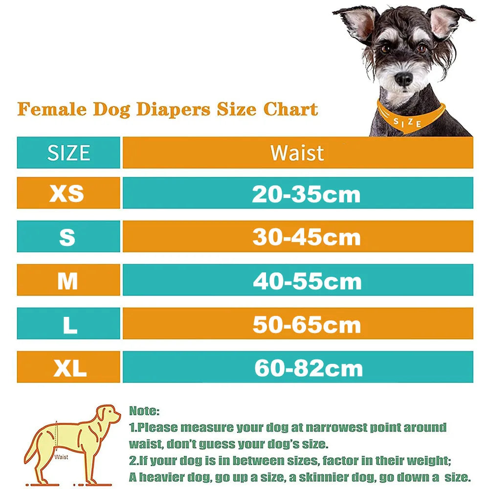 Reusable Dog Diapers Female Easy to Put No Leak Dog Diapers for Heat Cycle Diapers for Dogs Female High Absorbent Puppy Diapers