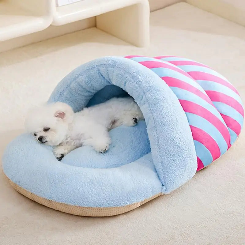 Cat House Bed Plush Winter Slippers Dog Nest Semi-Enclosed Design Pet Sleeping Tool for Dogs Cats Rabbits Warm Kitten Puppy Nest
