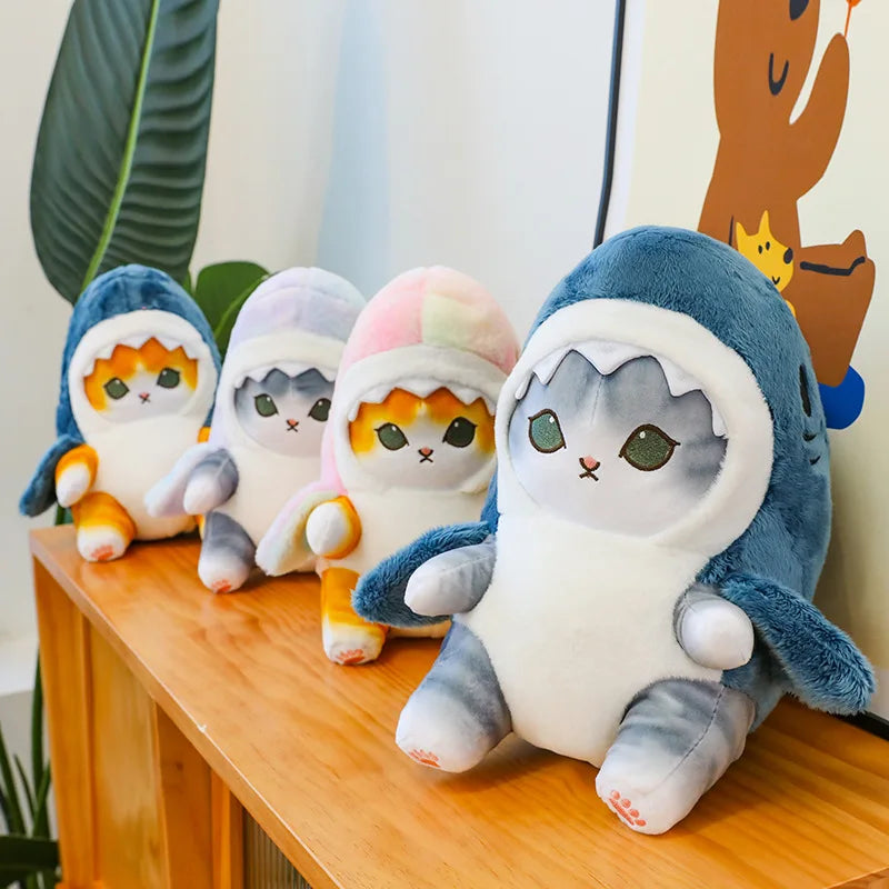 Fun Transformed Cat Doll Plush Toy Cute Gift for Girls and Children Transformed Doll Shark Cat 25cm