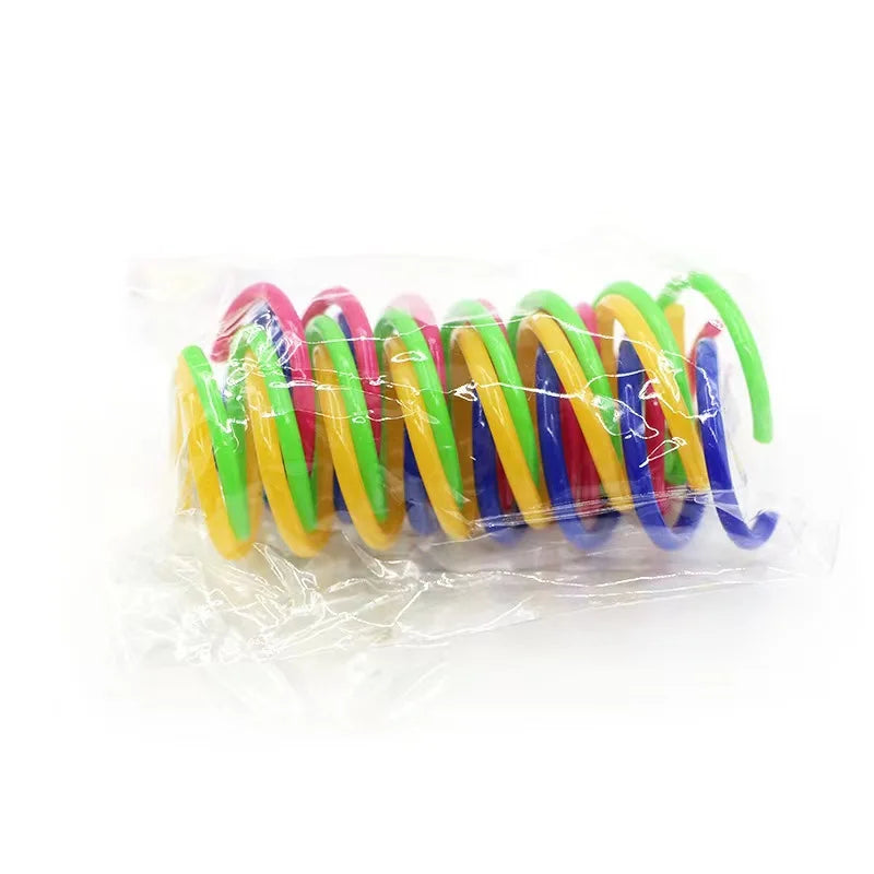 Pet cat toy spring jumping colored plastic cat spring rolling toy pet supplies