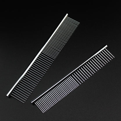 Stainless Steel Pet Grooming Comb Dog Comb Steel Comb Silver Cat Hair Removal Comb Double-sided Comb Pet Supplies Wholesale