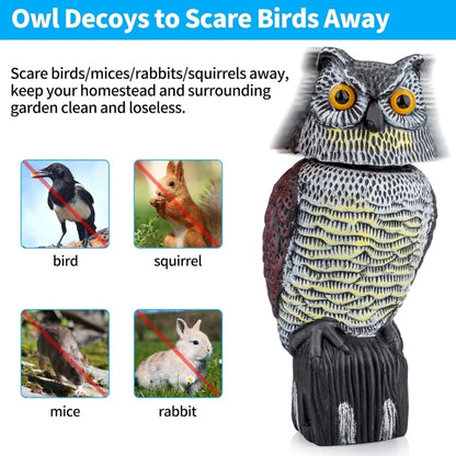 Owl Decoys to Scare Birds Squirrels Away Realistic Bird Repeller Owl Prowler Decoy Protection Repellent Pest Control Scarecrow