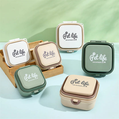 Thickened Folding Pet Bowls Outdoor Pet Double Bowls Tableware Travel Dog Feeder Bowls Pet Supplies Portable Dog Bowls