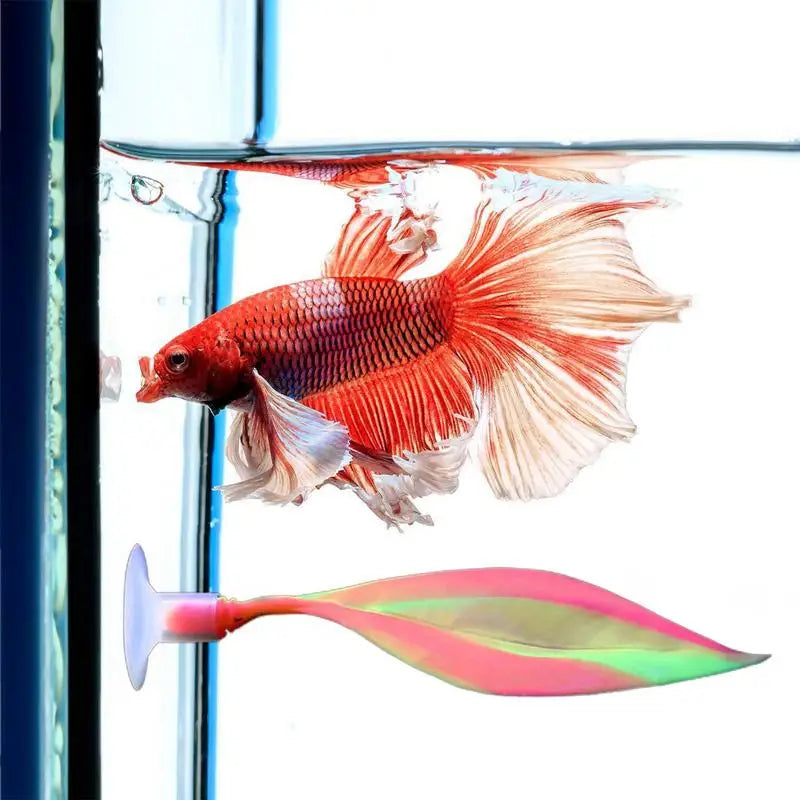 Fake Silicone Betta Fish Leaf Hammock, Pad with Suction Cup, Fish Resting Spot, Bed for Tank