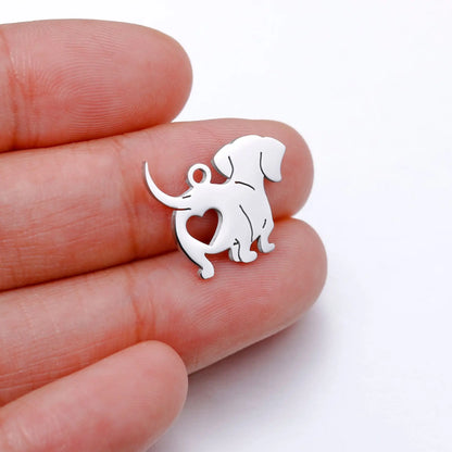 5Pcs New Cute Stainless Steel Dog Charms Lovely Animal Charms for Earrings Bracelet Necklace Pendant Handmade Jewelry Making DIY