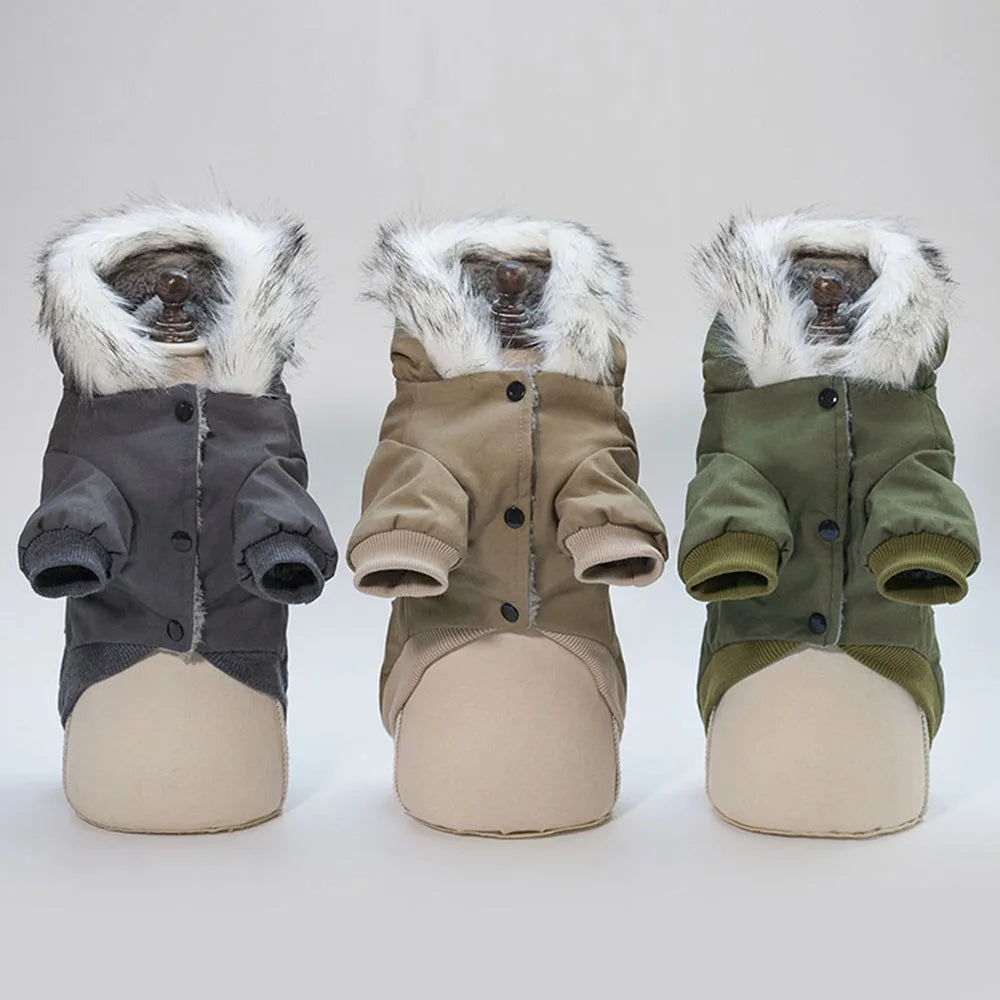 Winter Dog Clothes Warm Puppy Jacket Coat for Small Dogs Cats Chihuahua Yorkie Windproof Hoodies Pet Clothing Military Costume