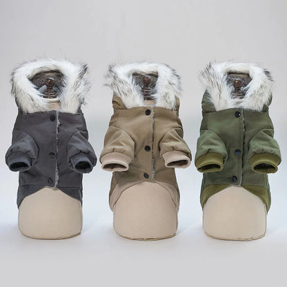 Winter Dog Clothes Warm Puppy Jacket Coat for Small Dogs Cats Chihuahua Yorkie Windproof Hoodies Pet Clothing Military Costume