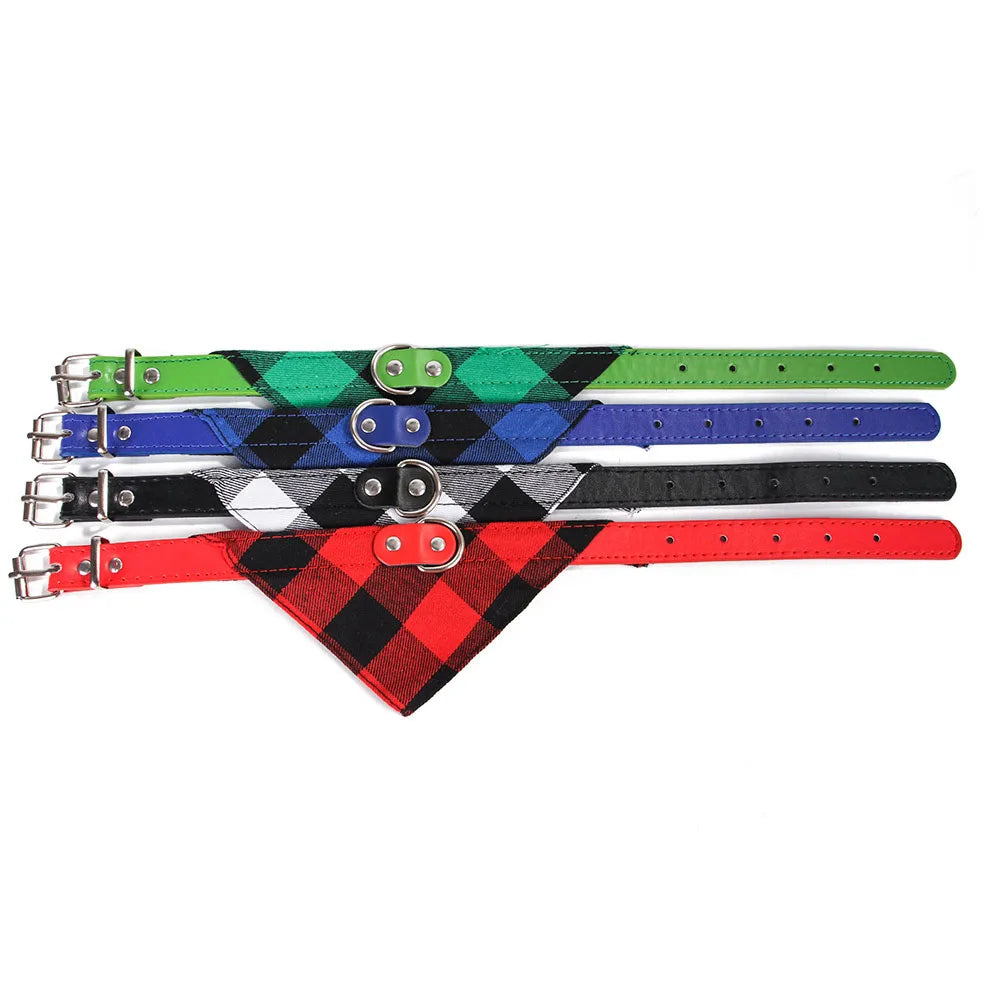 Pet Neckerchief Adjustable Strap Dog Bandanas Collars for Small Large Dogs Puppy Pet Products Plaid Scarves Pet Cat Accessories