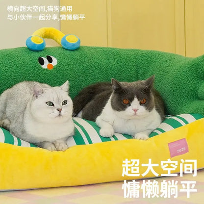 Zeze green lush pet bed cat litter all seasons removable dog litter teddy bear small dog warm sofa