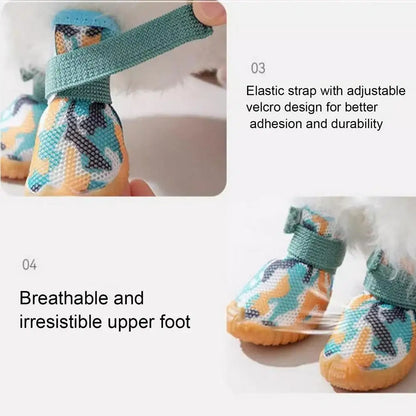 Summer Dog Shoes 4PCS Breathable Shoes For Small Dogs Boots Booties Paw Protector Puppy Shoes Anti-Slip Sole Cat Shoes Boots