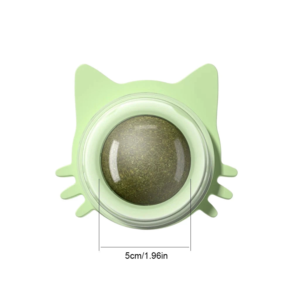 Catnip Wall Toys Rotatable Catnip Lickable Ball Cat Toys Kitten Chew Toys Teeth Cleaning Cat Bite Toy for Indoor Cats