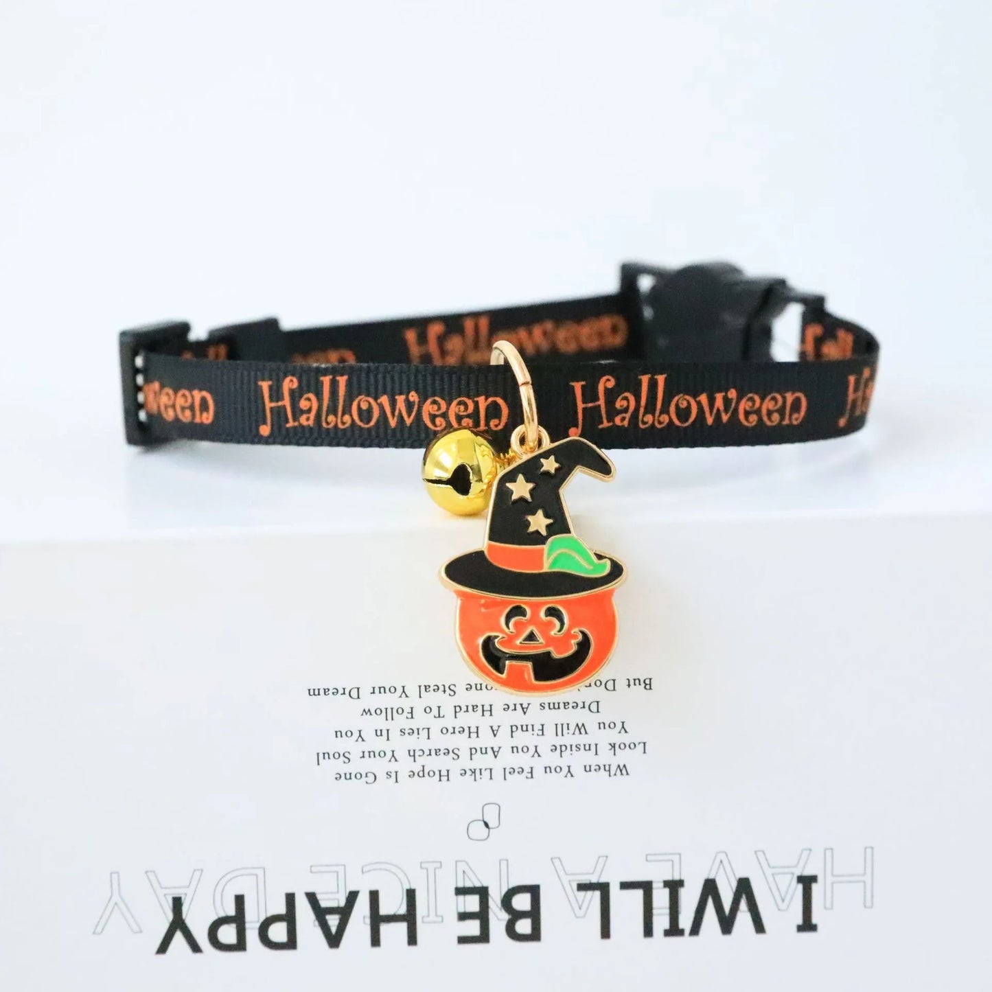 Funny Cosplay Collar Accessories for Dogs Scary Halloween Printing Ghost Pumpkin Pet Neck Wear Ring Bell Cartoon Cat Necklace