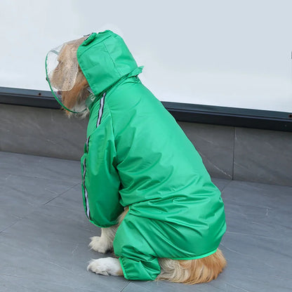 Frog Dinosaur Shape Dog Raincoat Costume for Medium and Large Dogs Waterproof Pet Jumpsuit Clothes Dog Rain Jacket for Labrador