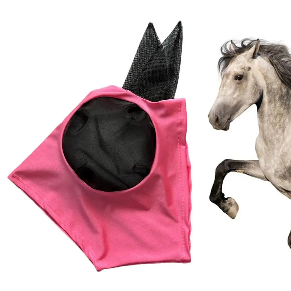 Fly Covers for Horses Fine Mesh UV Blocking Elastic Cover with Ears Machine Washable Equestrian Supplies for Outdoors
