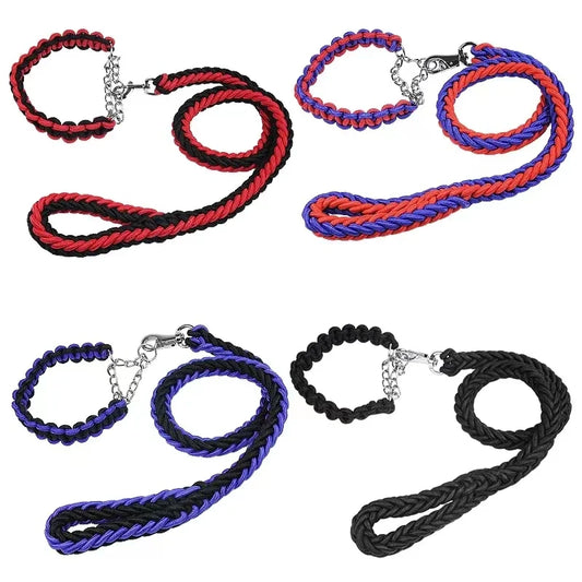 130cm Super Strong Coarse Nylon Dog leash Army Green Canvas Double Row Adjustable Dogs Collars For Medium Large Dogs Leashes Set