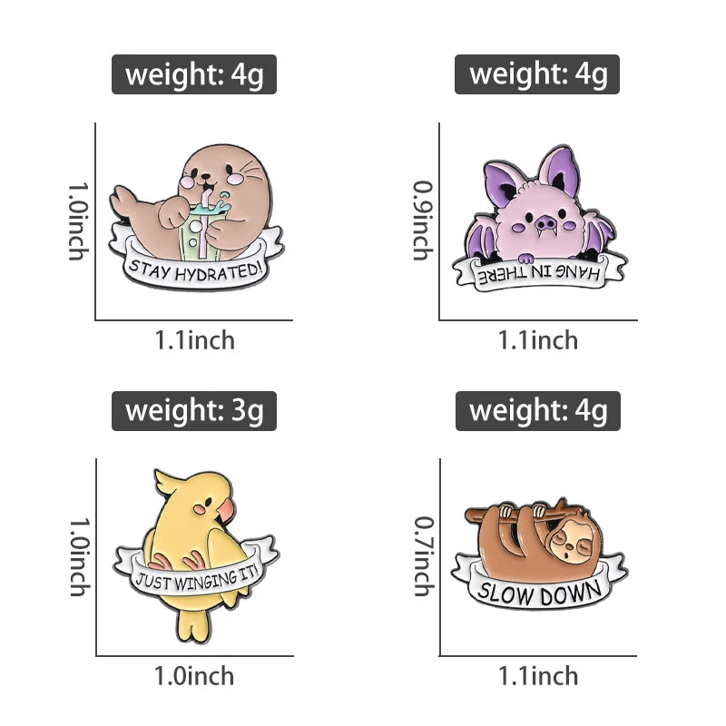 Funny Animal Sets Enamel Pins Cartoon Anime Figure Ghost Spooky Cute Cat Bird Brooches Backpack Lapel Badge Punk Jewelry Gifts