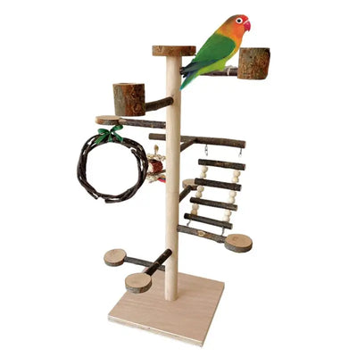 Bird Playground Parrot Play Stand Sturdy Wood Playstand For Parrots Bird Playground Training Wood Stand Perch For Cockatiel