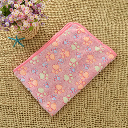 Pet Blanket Dog Puppy Blanket Paw Print Fleece Blanket for Small Medium Large Pet Dog Cat Warm Soft Sleep Mat Doggy Bed Blanket
