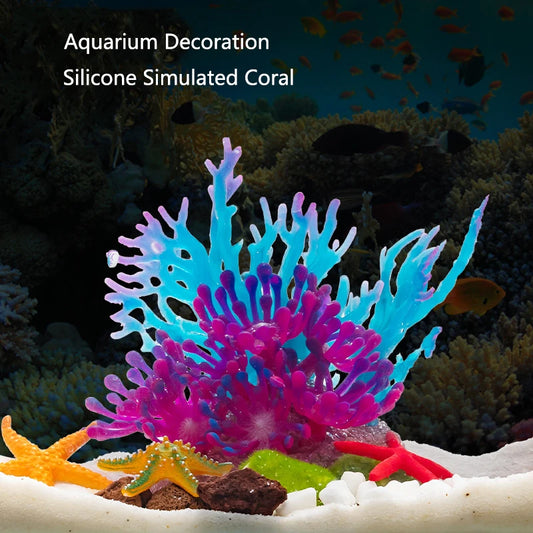 Artificial Silicone Underwater Coral Aquarium Fish Tank Simulation Decoration Aquarium Backgrounds Plants Water Grass Decora