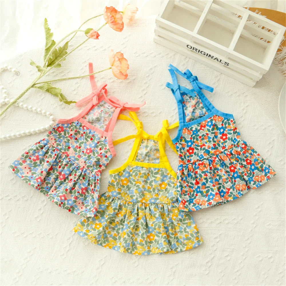 Cotton Puppy Dog Princess Dress for Small Dogs Suspender Skirt Summer Thin Pet Clothes Chihuahua Poodle Yorkies mascotas Dresses