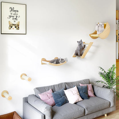 Cat Wall Mounted Furniture Cat Hammock&Felt Ladder&Sisal Scratching Post of High Quality Durable and Easy-to-Clean Cat Furniture