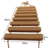 Solid Wood Wall Mounted Cat Tree Double Layered Jumping Platform Ladder Cat Hammock Furniture Cat Climbing Frame