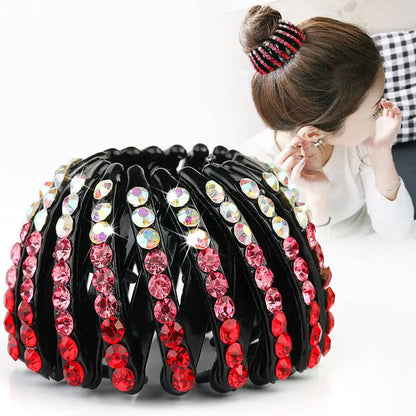 Women Bun Crystal Hair Claw Fashion Female Ponytail Headwear Horsetail Buckle Hair Clip Bird Nest Expanding Hair Accessories