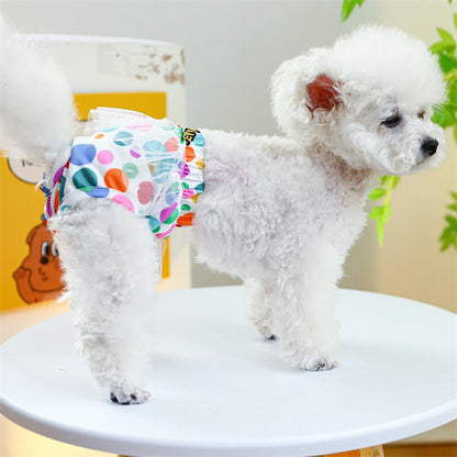 Floral Pet Dog Physiological Pants Cute Plaid Dress Lace Female Teddy Yorkshire Cats Shorts Breathable Cotton Small Dog Clothes