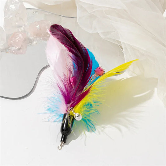 Cat Toy Cat Teaser Sticks Playing Cat Stick Replacement Feather Net Tube Bell Cat Interactive Toy Cat Supplies